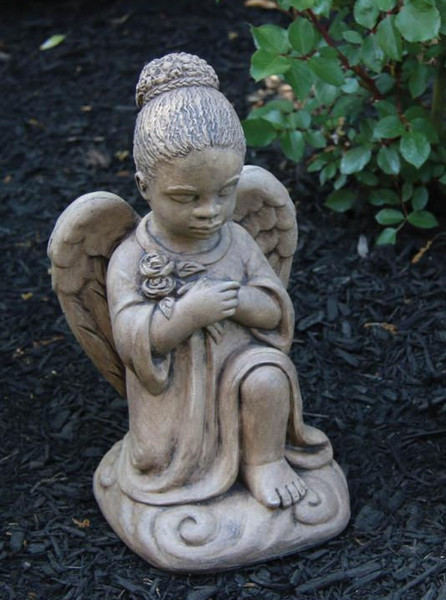 African American girl angels sculptures praying hands memorial cement statuary statues
